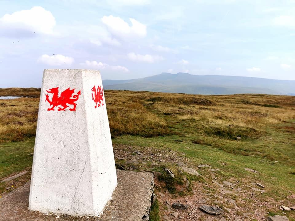 Trig point on a Welsh summit